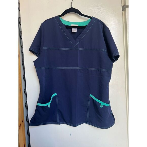 Scrubstar Blue Scrub Top Woman’s Size Large - Picture 1 of 6
